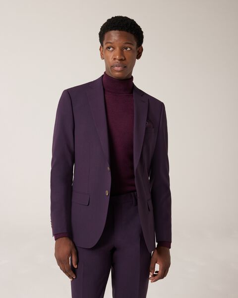 Slim Stretch Wool Blend Tailored Jacket, Grape, hi-res